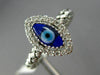 ESTATE .16CT DIAMOND & EVIL EYE 14KT WHITE GOLD 3D LUCKY FLEXIBLE WOVEN FUN RING