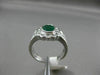 ESTATE 2.19CT DIAMOND & EMERALD 18K WHITE GOLD OVAL FLOWER BEZEL ENGAGEMENT RING