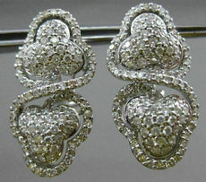 ESTATE LARGE 2.50CT DIAMOND 14K WHITE GOLD DOUBLE HEARTED INFINITY HALO EARRINGS