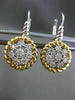 ESTATE LARGE .52CT DIAMOND 14KT WHITE & YELLOW GOLD 3D CIRCULAR CLUSTER EARRINGS