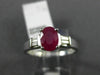 ESTATE .70CT DIAMOND & AAA RUBY 14KT WHITE GOLD 3D OVAL BAGUETTE ENGAGEMENT RING