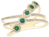 WIDE .47CT DIAMOND & AAA EMERALD 14KT YELLOW GOLD DIAGONAL CRISS CROSS FUN RING