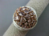 ESTATE LARGE 3.43CT FANCY PINK & WHITE DIAMOND 18K GOLD 3D MULTI SHAPE OVAL RING
