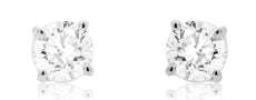 ESTATE .95CT DIAMOND 14KT WHITE GOLD 3D CLASSSIC 4 PRONG SOLITAIRE STUD EARRINGS