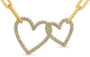 LARGE 1.29CT DIAMOND 14KT YELLOW GOLD ROUND DOUBLE OPEN HEART LOVE KNOT NECKLACE
