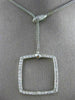 ESTATE 1.09CT DIAMOND 14KT WHITE GOLD 3D OPEN SQUARE LARIAT NECKLACE 16.5" #6600