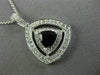 ESTATE LARGE 1.15CT DIAMOND & AAA SAPPHIRE 14K WHITE GOLD 3D DOUBLE HALO PENDANT
