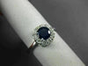 ESTATE 1.10CT DIAMOND & AAA SAPPHIRE 14KT WHITE GOLD 3D FLOWER ENGAGEMENT RING