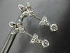 ANTIQUE 1.15CT DIAMOND 18KT WHITE GOLD 3D FLOWER LEAF HANGING EARRINGS #9453