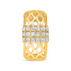 WIDE .44CT DIAMOND 14KT YELLOW GOLD MULTI ROW OPEN GEOMETRICAL HANGING EARRINGS