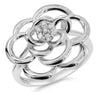 ESTATE WIDE .13CT DIAMOND 14KT WHITE GOLD 3D FLOWER CLUSTER FUN RING