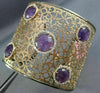 EXTRA LARGE 21.80CT DIAMOND & AAA AMETHYST 14K WHITE & ROSE GOLD BANGLE BRACELET