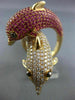 EXTRA LARGE 5.35CT DIAMOND & AAA PINK RUBY 18K ROSE GOLD DOUBLE DOLPHIN FUN RING
