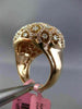EXTRA LARGE .27CT WHITE & PINK DIAMOND 18K WHITE & ROSE GOLD CLUSTER FLOWER RING