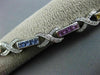 ESTATE 4.18CT DIAMOND MULTI COLOR SAPPHIRE 14K WHITE GOLD X LOVE TENNIS BRACELET