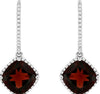 5.71CT DIAMOND & AAA GARNET 14KT WHITE GOLD 3D HALO GEOMETRICAL HANGING EARRINGS