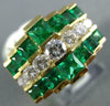 LARGE 3.32CT DIAMOND & AAA EMERALD 14KT WHITE GOLD ROUND & PRINCESS PYRAMID RING