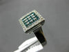 ESTATE LARGE .88CT WHITE & BLUE DIAMONDS 14KT WHITE GOLD SQUARE CLUSTER FUN RING