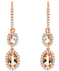1.45CT DIAMOND & AAA MORGANITE 14KT ROSE GOLD 3D OVAL & ROUND HANGING EARRINGS