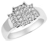ESTATE .45CT DIAMOND 14KT WHITE GOLD 3D CLUSTER RECTANGULAR FRIENDSHIP LOVE RING