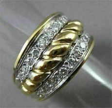 ESTATE WIDE 1.25CT DIAMOND 18KT W&Y GOLD ROPE DESIGN RING E/F VVS AMAZING #22263