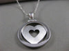 ESTATE LARGE 18K WHITE GOLD OPEN HEART CIRCLE PENDANT + DIAMOND CUT CHAIN #21253