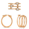 LARGE .42CT DIAMOND 14KT ROSE GOLD MULTI ROW LUCKY EVIL EYE CRISS CROSS FUN RING