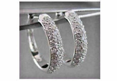 ESTATE 1.0CT DIAMOND 14KT WHITE GOLD 3D CLASSIC HOOP EARRINGS