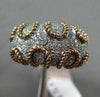 ESTATE WIDE .72CT DIAMOND 14KT WHITE & ROSE GOLD 3D PAVE HANDCRAFTED ROPE RING