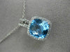 ESTATE 3.08CT DIAMOND & BLUE TOPAZ 14KT WHITE GOLD SQUARE HALO FLOATING PENDANT
