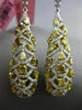 LARGE 5.60CT WHITE & FANCY YELLOW DIAMOND 18KT TWO TONE GOLD TEAR DROP EARRINGS