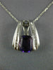 LARGE 2.20CT DIAMOND & AAA AMETHYST 14K WHITE GOLD 3D CUSHION TRIANGULAR PENDANT