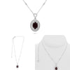 LARGE 3.24CT DIAMOND & AAA RUBY 18KT WHITE GOLD OVAL DOUBLE HALO LOVE NECKLACE