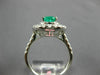 ESTATE LARGE 2.09CT DIAMOND & AAA EMERALD 18K WHITE GOLD 3D HALO ENGAGEMENT RING