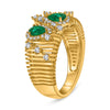 LARGE .67CT DIAMOND AAA EMERALD 14KT YELLOW GOLD PEAR SHAPE ROUND MULTI BAR RING
