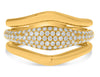 ESTATE WIDE .50CT DIAMOND 14KT YELLOW GOLD 3D ROUND MULTI ROW V SHAPE FUN RING