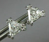 ESTATE LARGE .98CT DIAMOND 14KT WHITE GOLD CLASSIC TRILLION STUD EARRINGS #26598