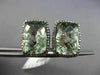 ESTATE LARGE 14.67CT DIAMOND & GREEN AMETHYST 14KT BLACK GOLD 3D HALO EARRINGS