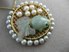 ESTATE LARGE AAA MULTI GEM 14KT YELLOW GOLD 3D CIRCULAR MESH LUCKY FISH PENDANT