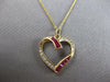 ESTATE .50CT DIAMOND & AAA RUBY 14KT YELLOW GOLD 3D OPEN HEART FLOATING PENDANT