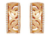 ESTATE WIDE .57CT DIAMOND 18KT YELLOW 3D GOLD FILIGREE HOOP HANGING EARRINGS