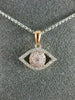 ESTATE .26CT WHITE & PINK DIAMOND 18KT WHITE & ROSE GOLD EVIL EYE LUCKY NECKLACE