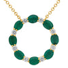 ESTATE 1.40CT DIAMOND & AAA EMERALD 14KT YELLOW GOLD OVAL & ROUND LOVE NECKLACE