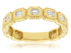 .40CT DIAMOND 14KT YELLOW GOLD 3D EMERALD CUT 5 STONE FILIGREE ANNIVERSARY RING