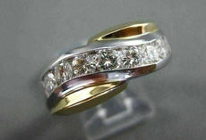 ESTATE 1.20CT DIAMOND 14KT TWO TONE GOLD DIAGONAL WAVE ANNIVERSARY RING #19620