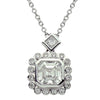 ESTATE .75CT MULTI SHAPE DIAMOND 18KT WHITE GOLD 3D BEZEL FLOWER LOVE NECKLACE