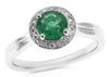 ESTATE .83CT DIAMOND & AAA EMERALD 14KT WHITE GOLD 3D ROUND HALO ENGAGEMENT RING
