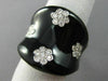 ESTATE LARGE .55CT DIAMOND & AAA BLACK ENAMEL 14KT WHITE GOLD MULTI FLOWER RING