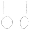 LARGE 1.0CT DIAMOND 14KT WHITE GOLD 3D ROUND INSIDE OUT HOOP HANGING EARRINGS