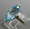 ESTATE 2.25CT DIAMOND & AAA BLUE TOPAZ 14K WHITE GOLD 3D 3 STONE ENGAGEMENT RING